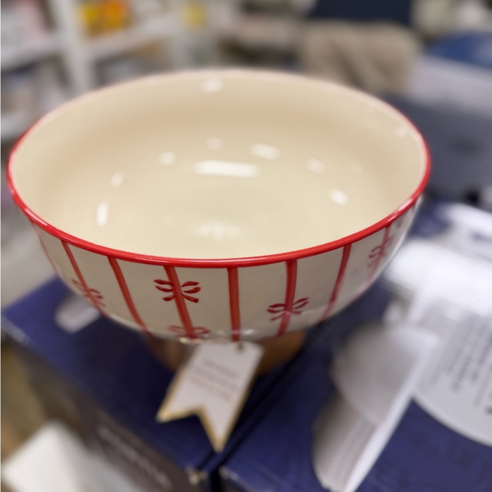 Red and Cream Decorative Bowl - Picture 2 of 3